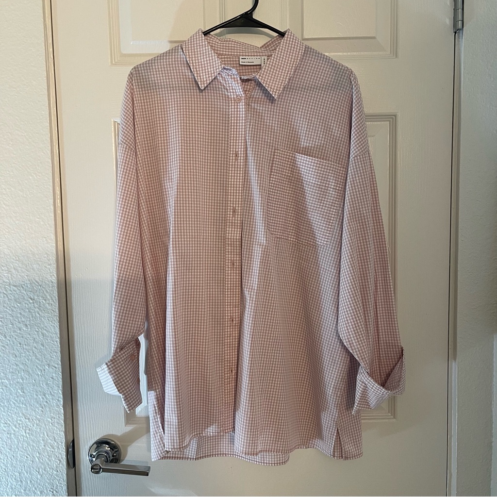 Light Pink Checkered Button Down